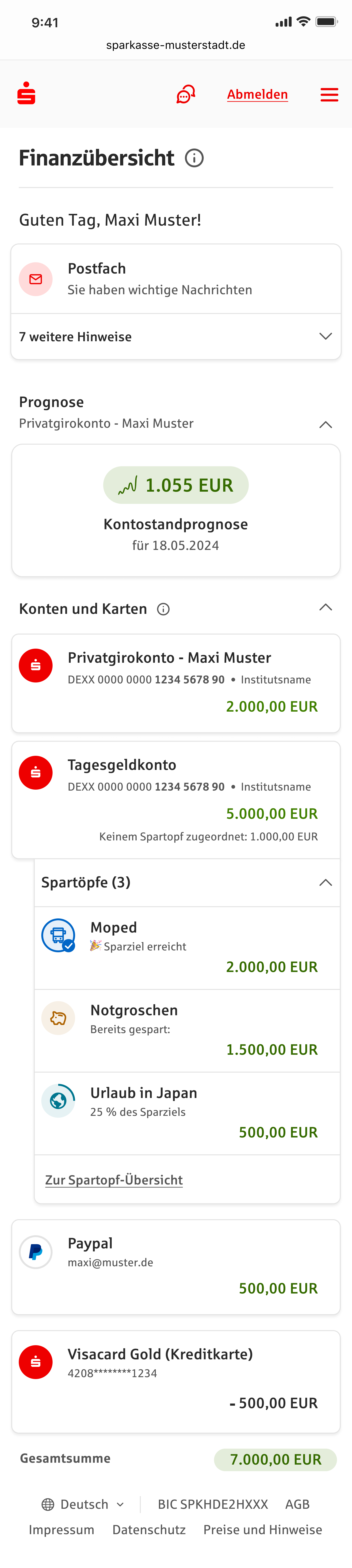 Ansicht: Spartöpfe Smartphone