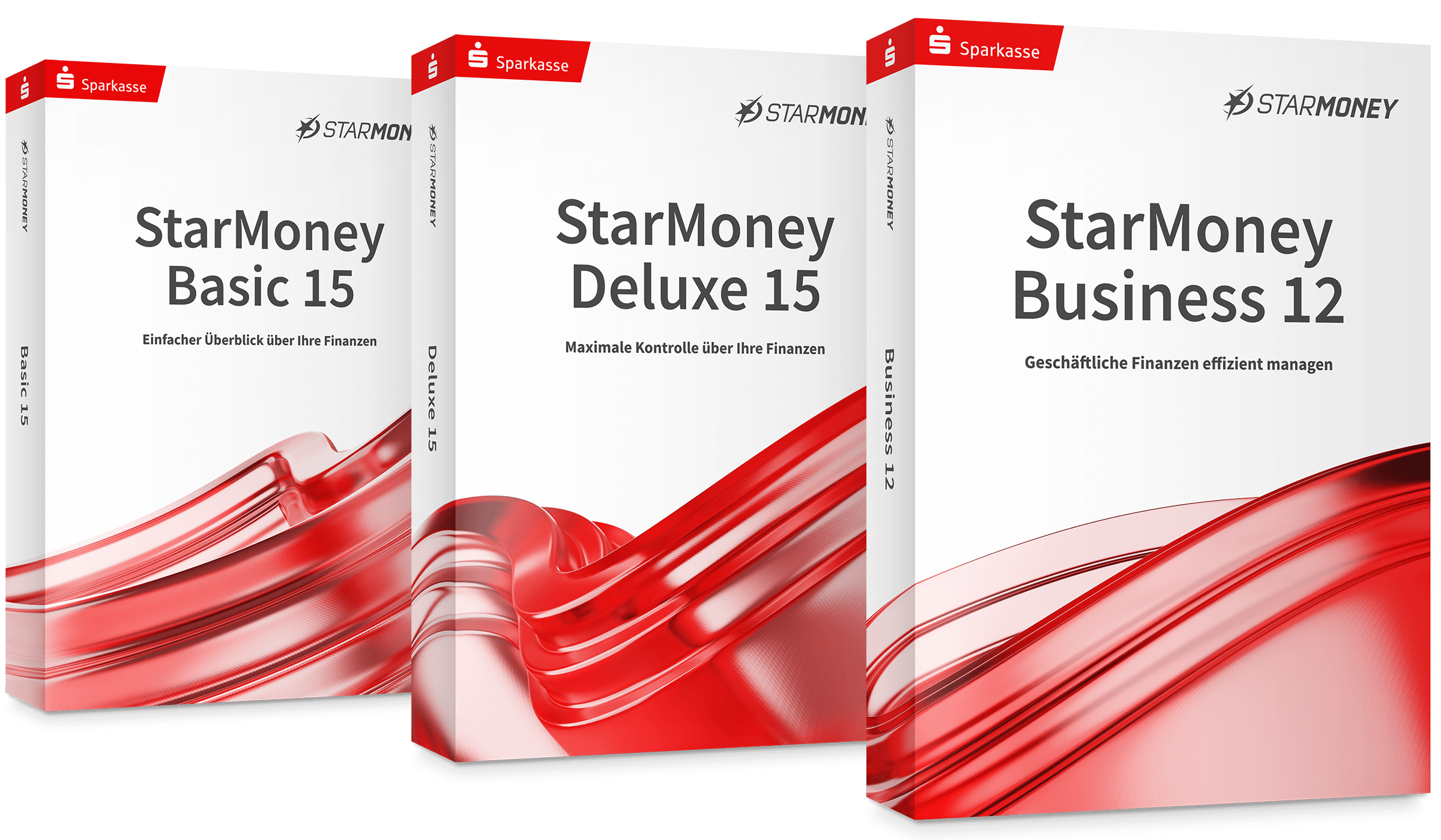 Ansicht: StarMoney Basic 15, StarMoney Deluxe 15 und StarMoney Business 12