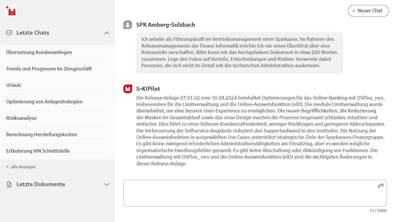 Screenshot Eingabefeld S-KI-Pilot; Teil 1