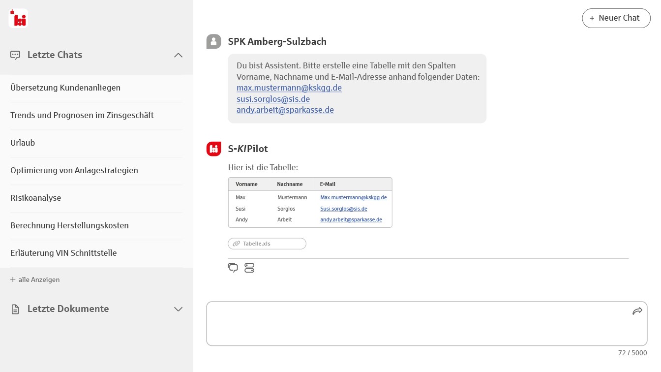 Screenshot Eingabefeld S-KI-Pilot